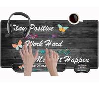 Stay Positive Mouse Pad and Keyboard Wrist Rest Inspirational Desk Mat Set Gaming Mousepad with Wrist Support XXL Computer Mat 31.5" x 15.75" Mouse Mat Organization Decor