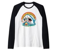 Stay Positive Shark Beach Kids Summer Adventure Raglan Baseball Tee