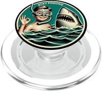 Stay Positive Shark Encounter Funny Sarcastic Snorkeling PopSockets PopGrip for MagSafe