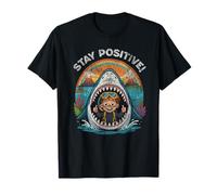 Stay Positive Shark Volcano Adventure Vintage Cartoon Kids T-Shirt