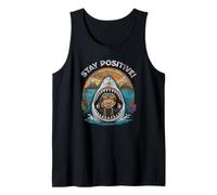 Stay Positive Shark Volcano Adventure Vintage Cartoon Kids Tank Top