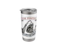 Stay Positive Skeleton Captain Shark Ocean Waves Stainless Steel Insulated Tumbler