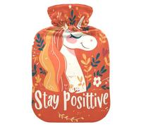 Stay Positive Unicorns hot-Water Bottle with Soft Cover, 2L hot Water Bags for Tummy Warmer, Tummy Warmer, Tummy Warmer