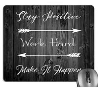 Stay Positive Work Hard Make It Happen Inspirational Quote Mouse Pad Design, Motivational Quotes Arrow Print on Rustic Black Wood Grain