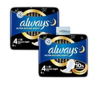 Stay Protected All Night: Ultra Secure Night Sanitary Towels Bundle - Super Absorbent & Ultra Thin with Wings - Size 4 (2 Packs x 8 Pads) - Alway