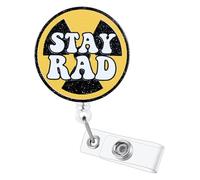 Stay RAD Funny Badge Reel, Fun Retractable ID Card Badge Holder, Name Tag Work Badge Clip for Radiology Rad Tech RT Nurses Radiation Workers, Cool Nurse & Tech Gifts