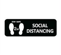 Stay Safe 2M Social Distancing Sign For Door, Acrylic Plastic, Black And White, Rounded Corners, Durable, Long Lasting With Double Sided Tape - 10" X 3"