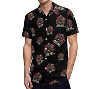 Stay Safe Sleep With A Firefighter Men's Button Down Shirt Casual Short Sleeve Shirts Beach Summer Shirt with Pocket