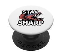 STAY SHARP Angry Fish Humorous Tough Lake River Sports PopSockets Adhesive PopGrip