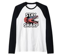 Stay Sharp Angry Fish Humorous Tough Lake River Sports Raglan Baseball Tee