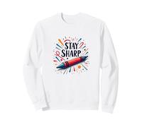 Stay Sharp Crayon Crew T Shirt Inspired Motivational Art for Creatives Sweatshirt, Adult Unisex, White, XX-Large