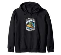 Stay Shellaxed Surf Turtle Adventure Beach Fun Zip Hoodie