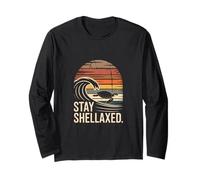 Stay Shellaxed Turtle Ocean Sunset Wave Long Sleeve T-Shirt