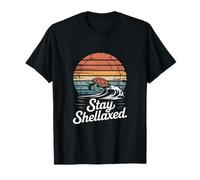 Stay Shellaxed Turtle Ocean Sunset Wave T-Shirt