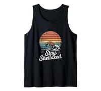 Stay Shellaxed Turtle Ocean Sunset Wave Tank Top