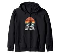Stay Shellaxed Turtle Ocean Sunset Wave Zip Hoodie