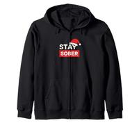 Stay Sober Christmas Holiday Sobriety Recovery Zip Hoodie