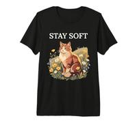 Stay Soft Cottagecore Cat Floral Meadow Premium T-Shirt