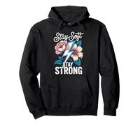 Stay Soft Stay Strong Floral Lightning Empowerment Design Pullover Hoodie