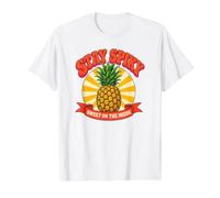 Stay Spiky Retro Pineapple Sweet Inside Tropical Tee Value Graphic T-Shirt, Men, White, L