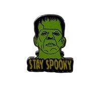 Stay Spooky Frankenstein Monster Enamel Pin, Horror Collection, Metal Pin Back, 1 Inch, Green and Black