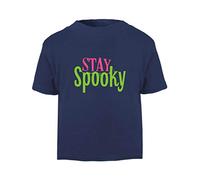 Stay Spooky Halloween Statement Short Sleeve Cotton Kids t Shirt, 2-3 Years, Navy