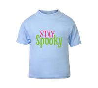 Stay Spooky Halloween Statement Short Sleeve Cotton Toddler t Shirt, 1-2 Years, Pastel Blue