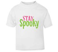 Stay Spooky Halloween Statement Short Sleeve Cotton Toddler t Shirt, 1-2 Years, White