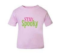 Stay Spooky Halloween Statement Short Sleeve Cotton Toddler t Shirt, 3-4 Years, Pastel Pink