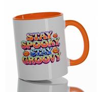 Stay Spooky Stay Groovy Coffee Mug - 11oz Ceramic Halloween Cup - Retro 80s Pumpkin Design - Dishwasher & Microwave Safe