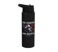 Stay Strapped Or Get Clapped - Funny George Washington Stainless Steel Insulated Water Bottle
