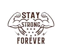 Stay Strong Forever Gym Design Wall Decals PVC 36x53.3cm Do not Damage The Wall Surface Coffee