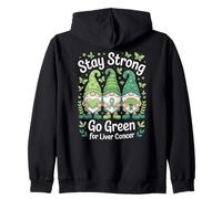 Stay Strong, Green Ribbon and Heart, Liver Cancer Awareness Zip Hoodie