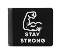 Stay Strong Muscular Arms Classic Mens Wallets Women Slim Bifold Wallet Card Holder for Front Pocket