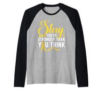 Stay Stronger Yellow Ribbon Suicide Prevention Awareness Raglan Baseball Tee