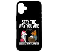 Stay The Way You Are Pink Hair Unicorn Job Interview Case for iPhone 16 Plus