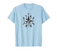 Stay True Compass Star Inspirational T-Shirt, Men, Baby Blue, 3XL