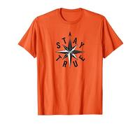 Stay True Compass Star Inspirational T-Shirt, Men, Orange, XL