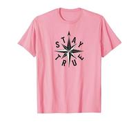 Stay True Compass Star Inspirational T-Shirt, Men, Pink, XL