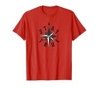 Stay True Compass Star Inspirational T-Shirt, Men, Red, Large