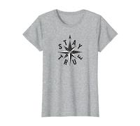 Stay True Compass Star Inspirational T-Shirt, Women, Heather Grey, 3XL