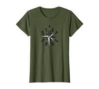 Stay True Compass Star Inspirational T-Shirt, Women, Olive Green, Large
