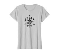Stay True Compass Star Inspirational T-Shirt, Women, Silver, XL