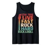 Stay True Live Fast Rock Hard Rock & Roll Music Rock Band Tank Top