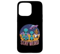 Stay Weird Alien UFO Space Retro Festival Sci-Fi Geek Gift Case for iPhone 15 Pro Max