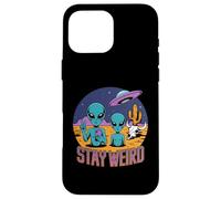 Stay Weird Alien UFO Space Retro Festival Sci-Fi Geek Gift Case for iPhone 16 Pro Max