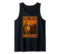 Stay Weird and Resist Funny Frog Retro Protest Humor Tank Top