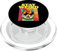 Stay Weird Awesome 80s Abstract Art Cool Cat PopSockets PopGrip for MagSafe