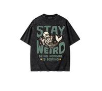 Stay Weird Being Normal is Boring Printed Women's Gym Shirt - Novelty and Fun Design, Washed Heavyweight Cotton Gym t-Shirt, Black, XL