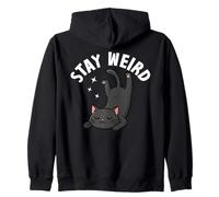 Stay Weird Cat Design Funny Quirky Cat Lovers Zip Hoodie